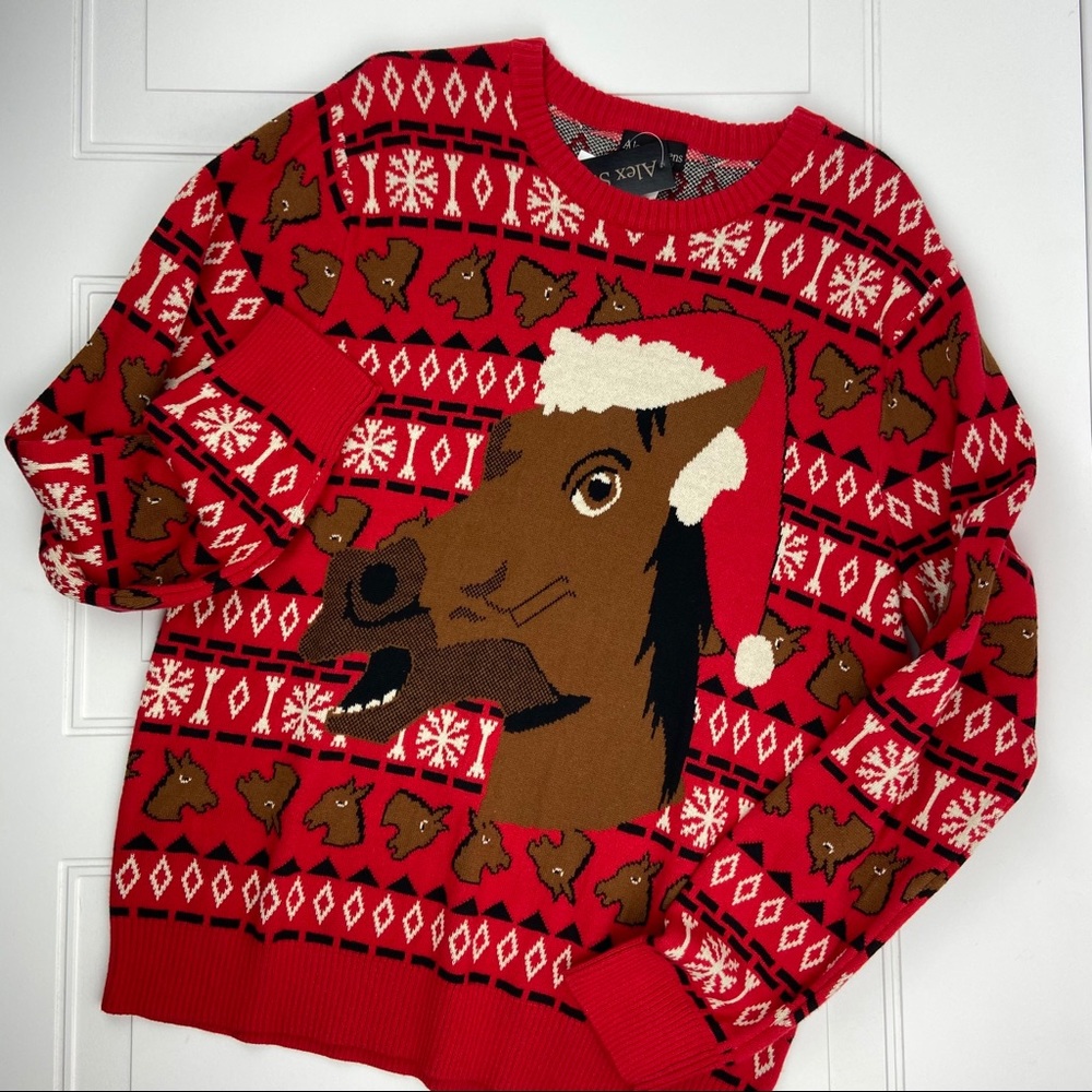 Oversized Ugly Xmas Sweater Horse